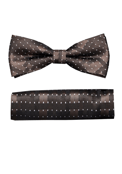 VENTI Fliege + Einstecktuch Set Muster braun