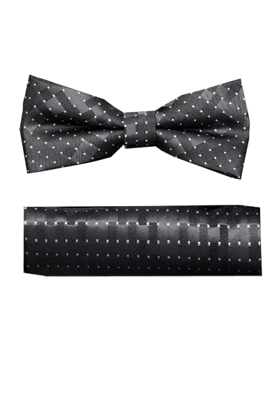 VENTI Fliege + Einstecktuch Set Muster grau