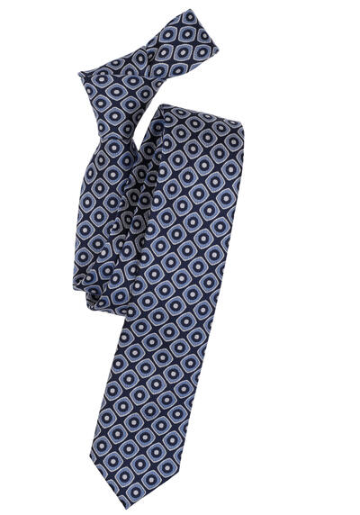 VENTI Krawatte aus reiner Seide 6 cm breit Muster blau