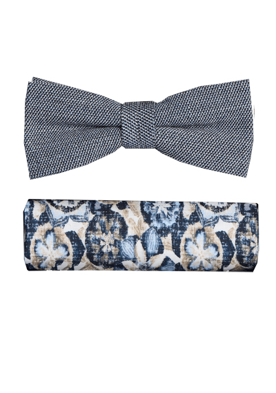 VENTI Fliege + Einstecktuch Set Muster blau