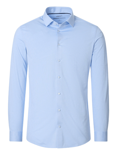 VENTI Modern Fit Hemd Langarm Haifischkragen Jersey Stretch Struktur hellblau