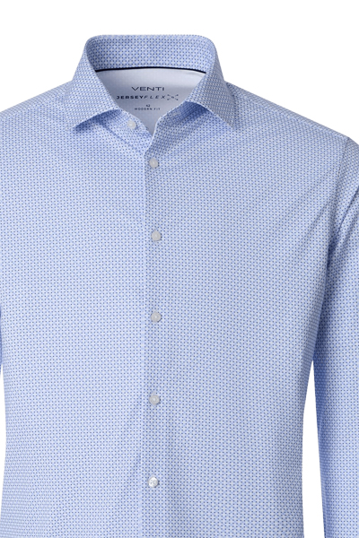 Produktbild f�r 'VENTI Modern Fit Hemd Langarm Haifischkragen Jersey Stretch Muster blau'