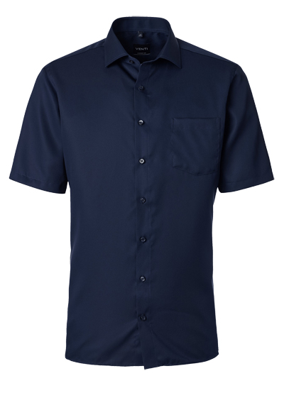 VENTI Modern Fit Hemd Halbarm Haifischkragen Twill nachtblau