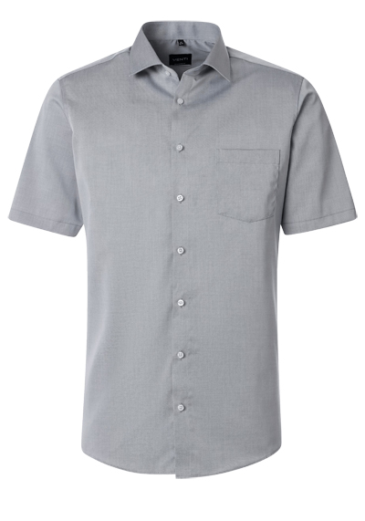 VENTI Modern Fit Hemd Halbarm Haifischkragen Twill grau