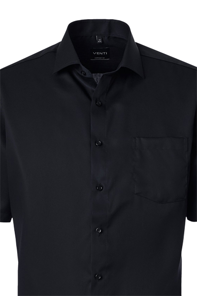 Produktbild f�r 'VENTI Modern Fit Hemd Halbarm Haifischkragen Twill schwarz'