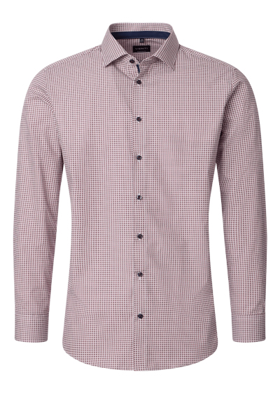 VENTI Modern Fit Hemd Langarm New Kent Kragen Muster rot