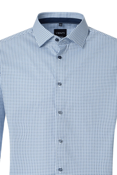 Produktbild f�r 'VENTI Modern Fit Hemd Langarm New Kent Kragen Muster blau'