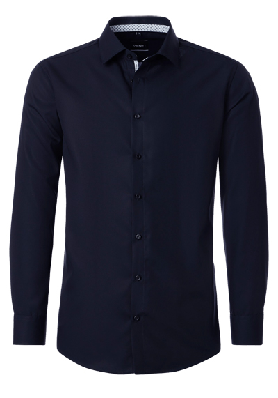 VENTI Modern Fit Hemd Langarm New Kent Kragen Popeline nachtblau