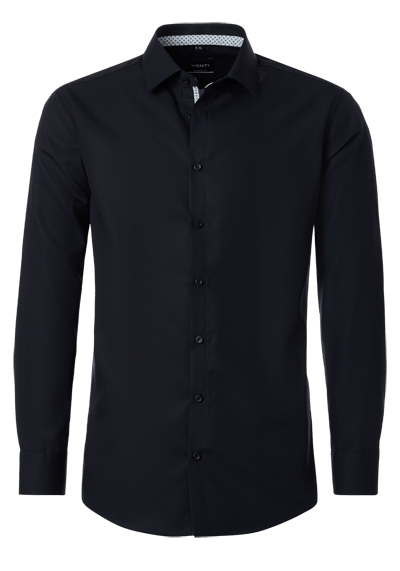 VENTI Modern Fit Hemd Langarm New Kent Kragen Popeline schwarz