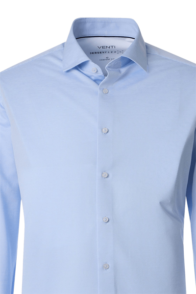 Produktbild f�r 'VENTI Comfort Fit Hemd Langarm Haifischkragen Jersey Stretch Struktur hellblau'