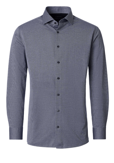 VENTI Comfort Fit Hemd Langarm Haifischkragen Jersey Stretch Struktur dunkelblau