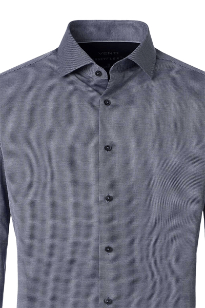 Produktbild f�r 'VENTI Comfort Fit Hemd Langarm Haifischkragen Jersey Stretch Struktur dunkelblau'