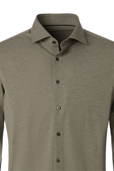 Produktbild f�r 'VENTI Comfort Fit Hemd Langarm Haifischkragen Jersey Stretch oliv'