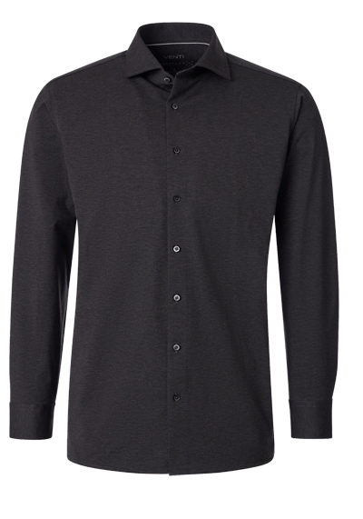 VENTI Comfort Fit Hemd Langarm Haifischkragen Jersey Stretch dunkelgrau