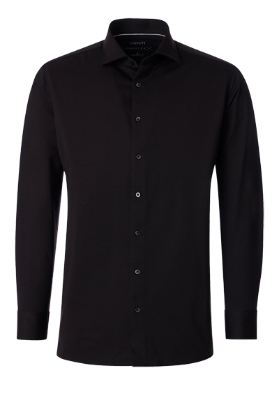 VENTI Comfort Fit Hemd Langarm Haifischkragen Jersey Stretch schwarz
