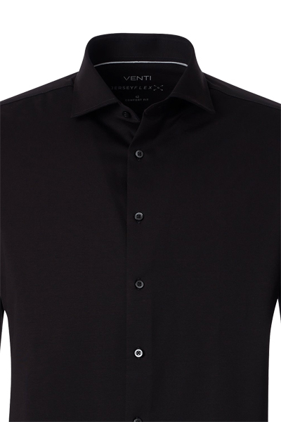 Produktbild f�r 'VENTI Comfort Fit Hemd Langarm Haifischkragen Jersey Stretch schwarz'
