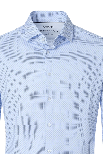 Produktbild f�r 'VENTI Comfort Fit Hemd Langarm Haifischkragen Jersey Stretch Muster blau'