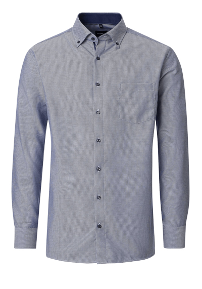 VENTI Comfort Fit Hemd Langarm Button Down Kragen Muster dunkelblau preisreduziert