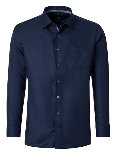 VENTI Comfort Fit Hemd Langarm New Kent Kragen Struktur nachtblau