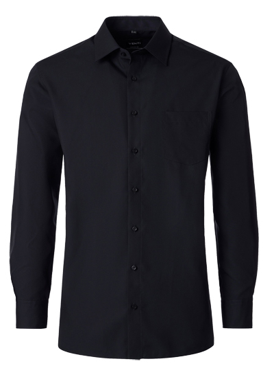 VENTI Comfort Fit Hemd Basic Kent Langarm Popeline schwarz