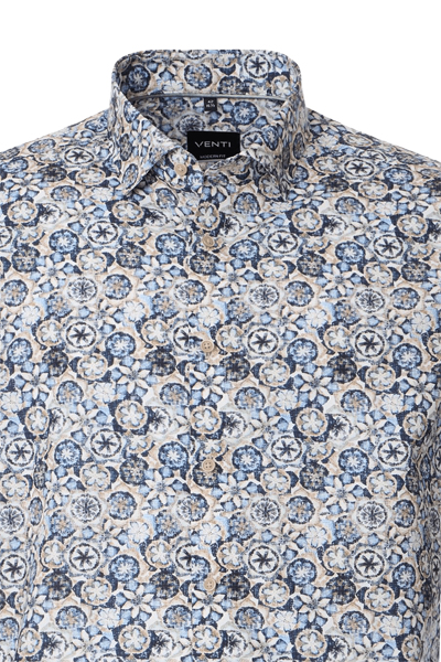 Produktbild fr 'VENTI Modern Fit Hemd Langarm New Kent Kragen Blumenmuster blau'