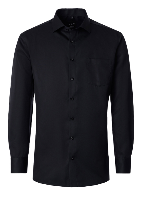 Produktbild f&uuml;r 'VENTI Comfort Fit Hemd Langarm Basic Kent Kragen Twill schwarz'