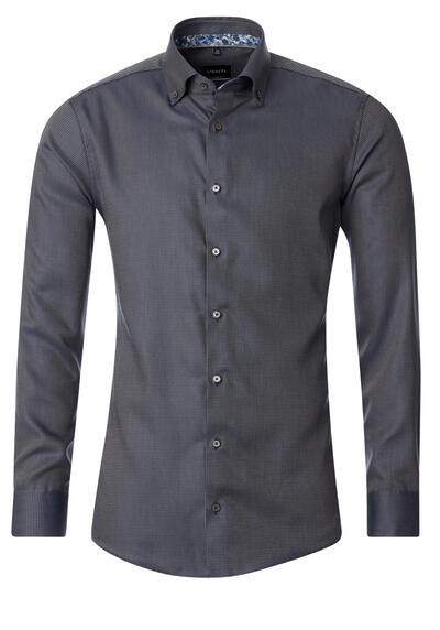 Produktbild für 'VENTI Modern Fit Hemd Langarm Button Down Kragen Muster schwarz'