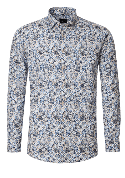 Produktbild für 'VENTI Modern Fit Hemd Langarm New Kent Kragen Blumenmuster blau'