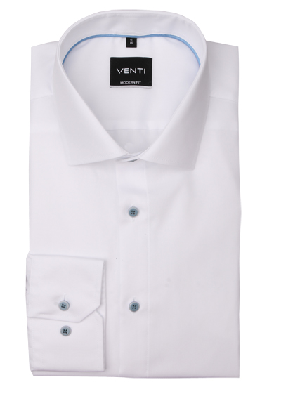 Produktbild für 'VENTI Modern Fit Hemd Langarm New Kent Kragen Popeline wei'