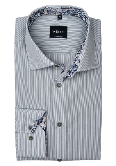 Produktbild für 'VENTI Modern Fit Hemd Langarm New Kent Kragen Streifen grn'