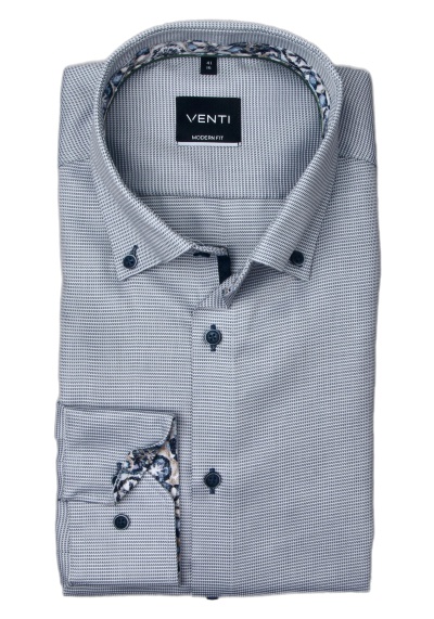 Produktbild für 'VENTI Modern Fit Hemd super langer Arm Button Down Kragen Dobby Muster blau'