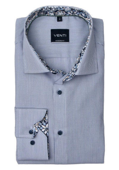 Produktbild für 'VENTI Modern Fit Hemd super langer Arm New Kent Kragen Streifen blau'