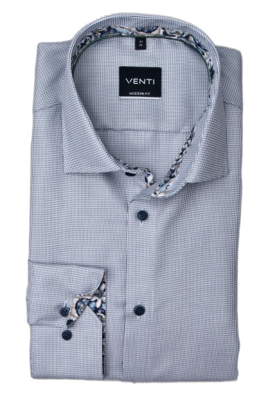 Produktbild für 'VENTI Modern Fit Hemd super langer Arm New Kent Kragen Twill Muster blau'