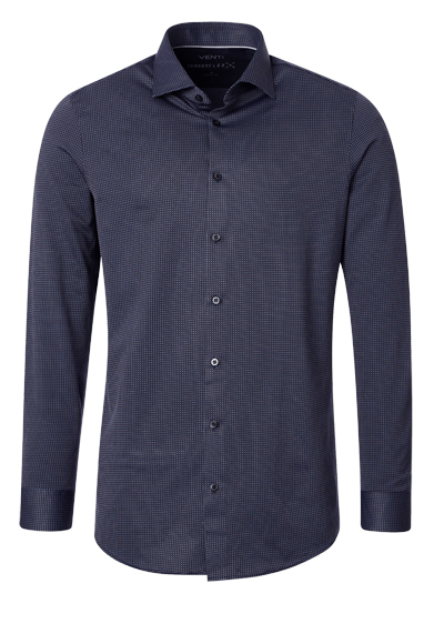 Produktbild f�r 'VENTI Modern Fit Hemd Langarm Haifischkragen Jerseyflex Stretch Muster blau'