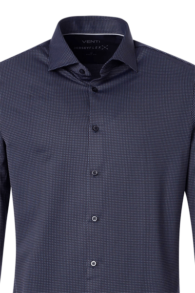 Produktbild f�r 'VENTI Modern Fit Hemd Langarm Haifischkragen Jerseyflex Stretch Muster blau'