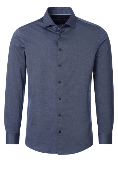 VENTI Modern Fit Hemd Langarm Haifischkragen Jerseyflex Stretch Muster blau