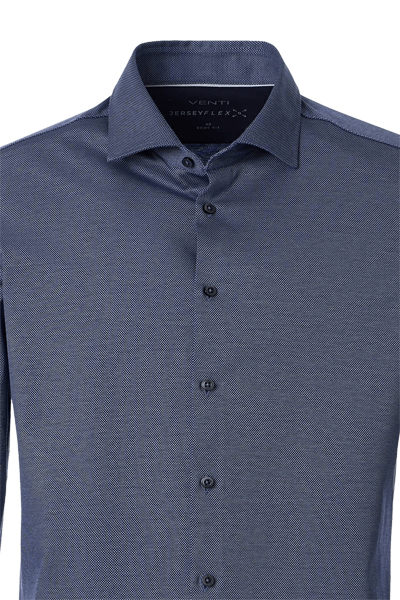 Produktbild f�r 'VENTI Modern Fit Hemd Langarm Haifischkragen Jerseyflex Stretch Muster blau'