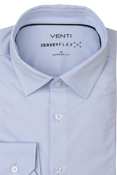 Produktbild f�r 'VENTI Modern Fit Hemd Langarm New Kent Kragen Jerseyflex Muster hellblau'