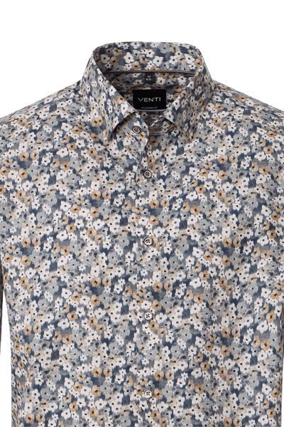Produktbild f�r 'VENTI Modern Fit Hemd Langarm Under Button Down Kragen Blumenmuster blau'