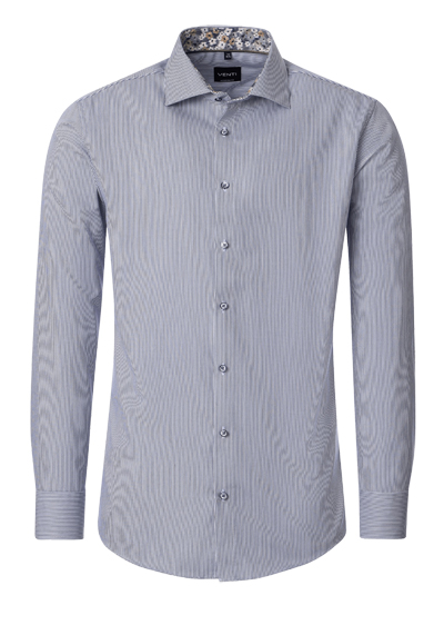 VENTI Modern Fit Hemd Langarm New Kent Kragen Streifen blau