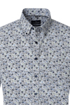Produktbild f�r 'CASAMODA Casual Fit Hemd Halbarm Button Down Kragen Leinenmix Blumenmuster blau'