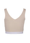 Produktbild fr 'CALVIN KLEIN JEANS Cropped Top V-Ausschnitt Gummibund Label-Details beige'