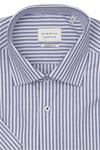 Produktbild fr 'ETERNA Comfort Fit Hemd Halbarm New Kent Kragen Fil a Fil Streifen blau'