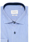 Produktbild fr 'ETERNA Slim Fit Hemd Langarm New Kent Kragen Patch Streifen mittelblau'
