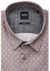 Produktbild fr 'BOSS Slim Fit Hemd Langarm New Kent Kragen Stretch Muster grau'