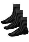 Produktbild f�r 'HIRSCH NATUR Socken 3er Pack lang Ringel schwarz'
