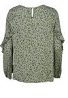 Produktbild fr 'MARC AUREL Langarm Bluse Rundhals Volants Muster oliv/sonnengelb'
