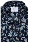 Produktbild fr 'MARVELIS Modern Fit Hemd extra langer Arm New Kent Kragen Muster dunkelblau'