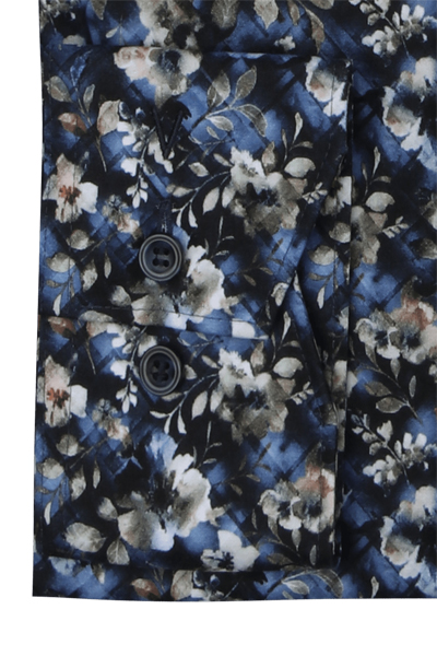 Produktbild f�r 'MARVELIS Modern Fit Hemd Langarm New Kent Kragen Blumenmuster dunkelblau'