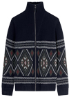Produktbild f�r 'OLYMP Strickjacke Langarm Rei�verschluss Muster blau'